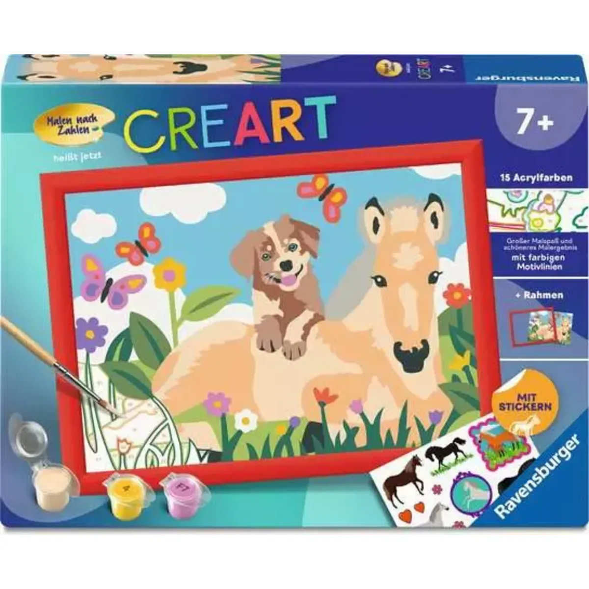 Ravensburger 12023119 CreArt, Malen nach Zahlen Kinder - Fohlen und Welpe fra Ravensburger – produktbillede