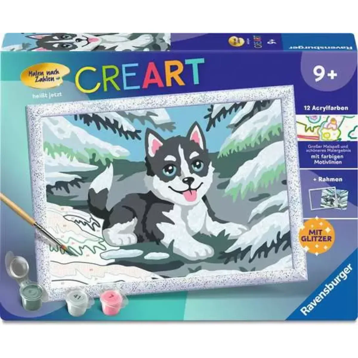 Ravensburger 12023120 CreArt, Malen nach Zahlen Kinder - Frecher Husky fra Ravensburger – produktbillede
