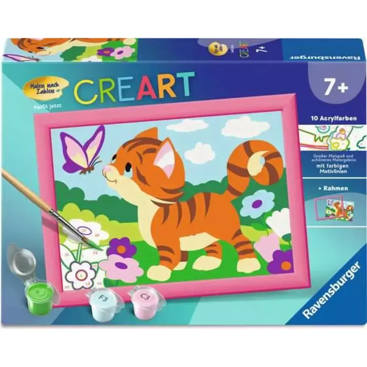 Ravensburger 12023126 CreArt, Malen nach Zahlen Kinder - Kätzchen im Garten fra Ravensburger – produktbillede