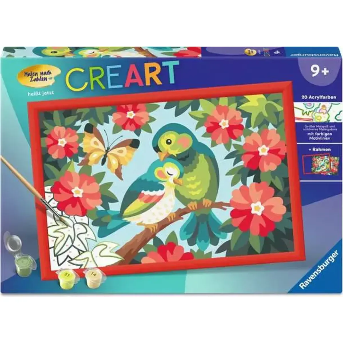 Ravensburger 12023134 CreArt, Malen nach Zahlen Kinder - Bunte Vögel från Ravensburger – produktbild