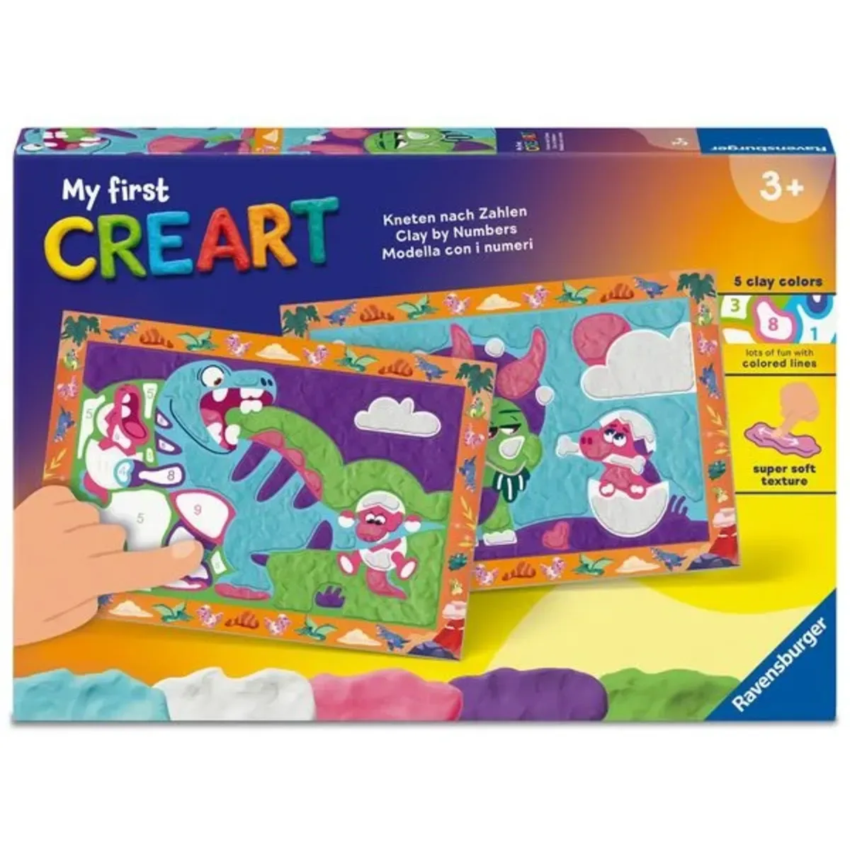 Ravensburger 12023162 My First CreArt, Kneten nach Zahlen - Freche Dinos från Ravensburger – produktbild