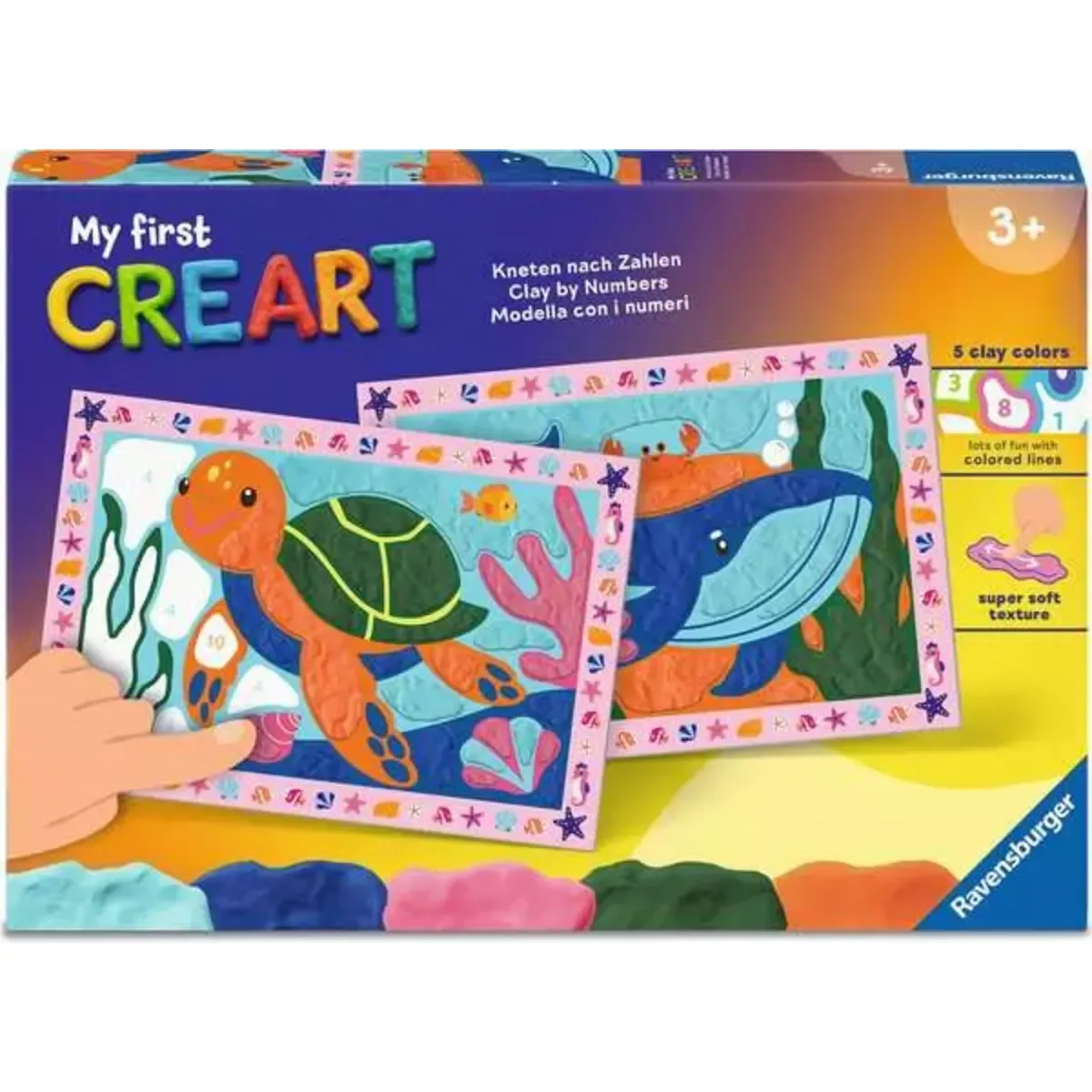 Ravensburger 12023163 My First CreArt, Kneten nach Zahlen - Wal und Schildkröte från Ravensburger – produktbild