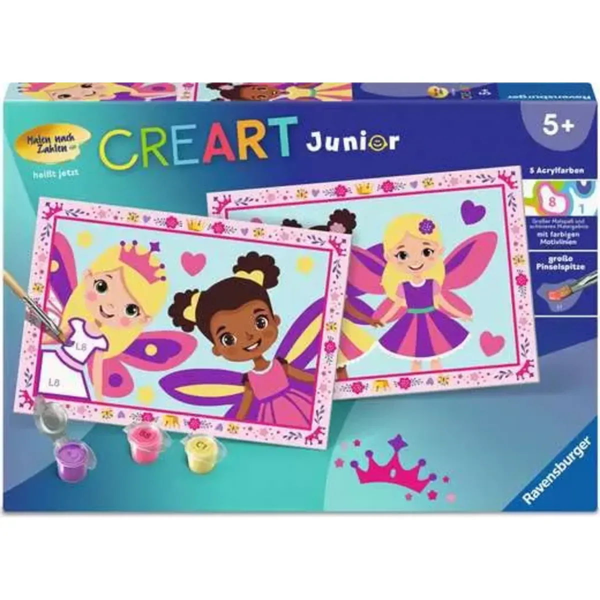Ravensburger 12023166 CreArt, Malen nach Zahlen Junior - Feen-Prinzessinnen fra Ravensburger – produktbillede