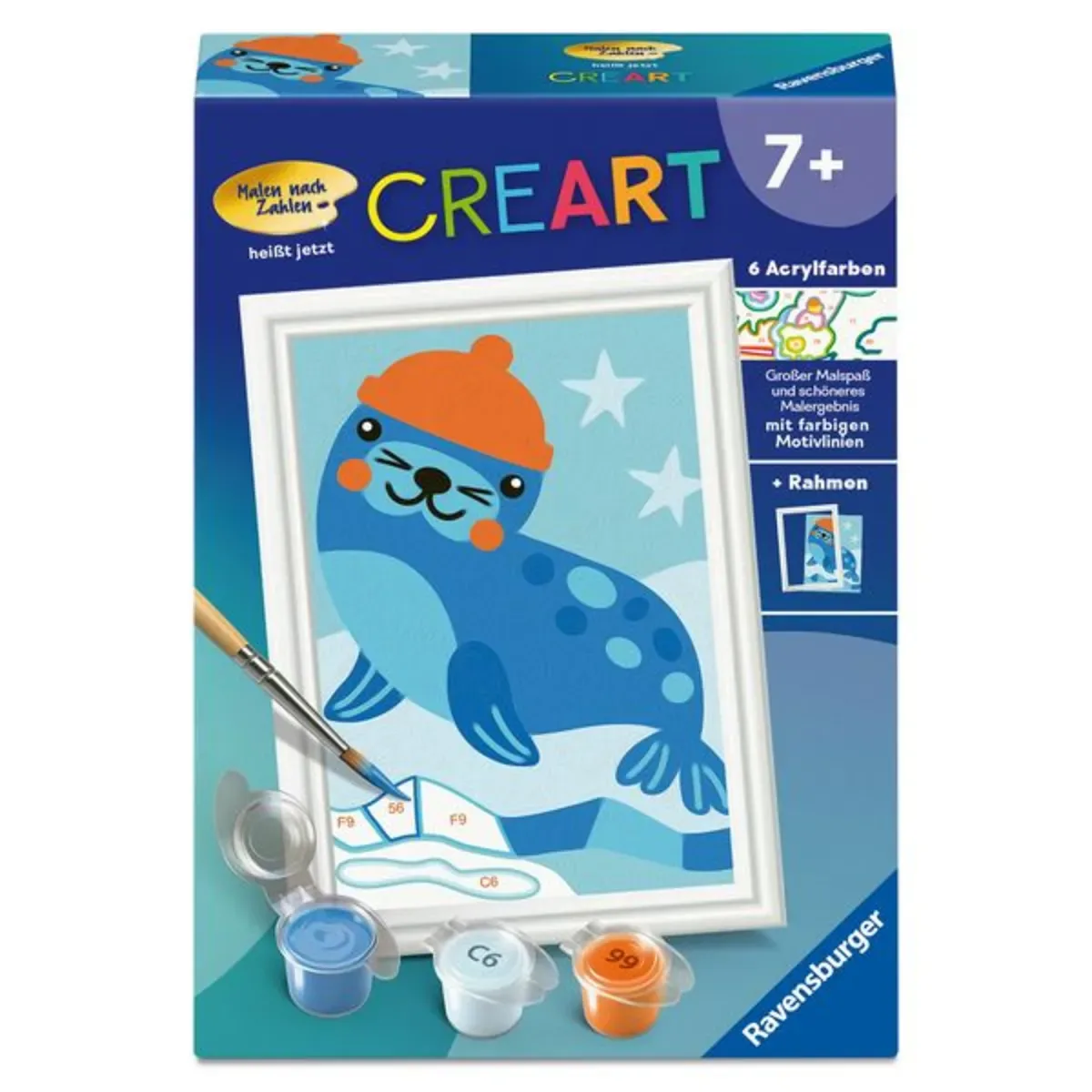Ravensburger 12023172 CreArt, Malen nach Zahlen Kinder - Kleine Robbe fra Ravensburger – produktbillede