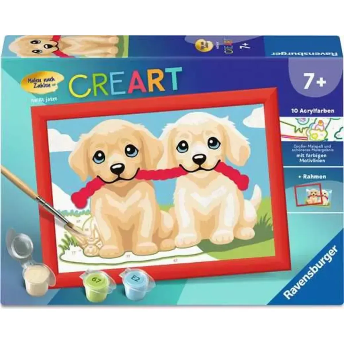Ravensburger 12023175 CreArt, Malen nach Zahlen Kinder - Spielende Hunde från Ravensburger – produktbild