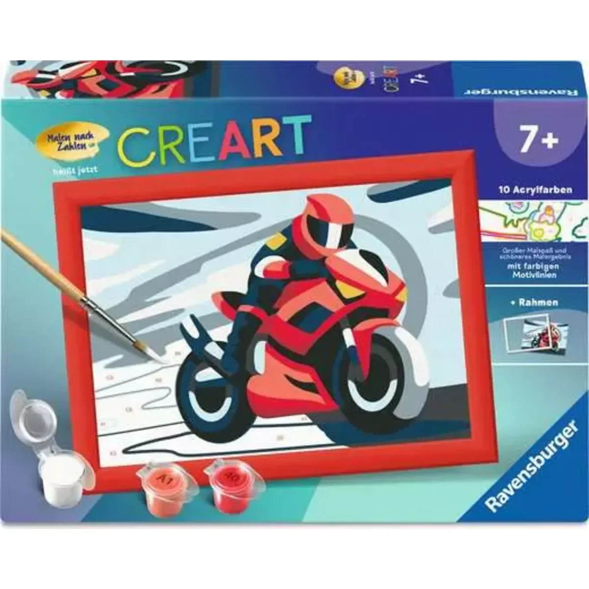 Ravensburger 12023176 CreArt, Malen nach Zahlen Kinder - Motorradfahrer från Ravensburger – produktbild