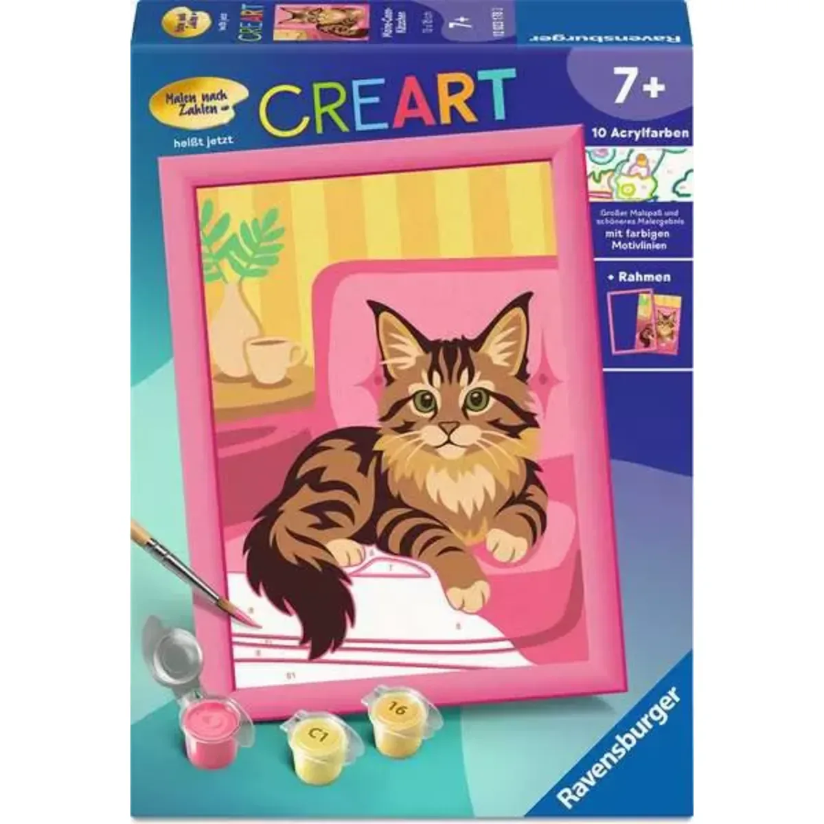 Ravensburger 12023178 CreArt, Malen nach Zahlen Kinder - Maine-Coon-Kätzchen fra Ravensburger – produktbillede