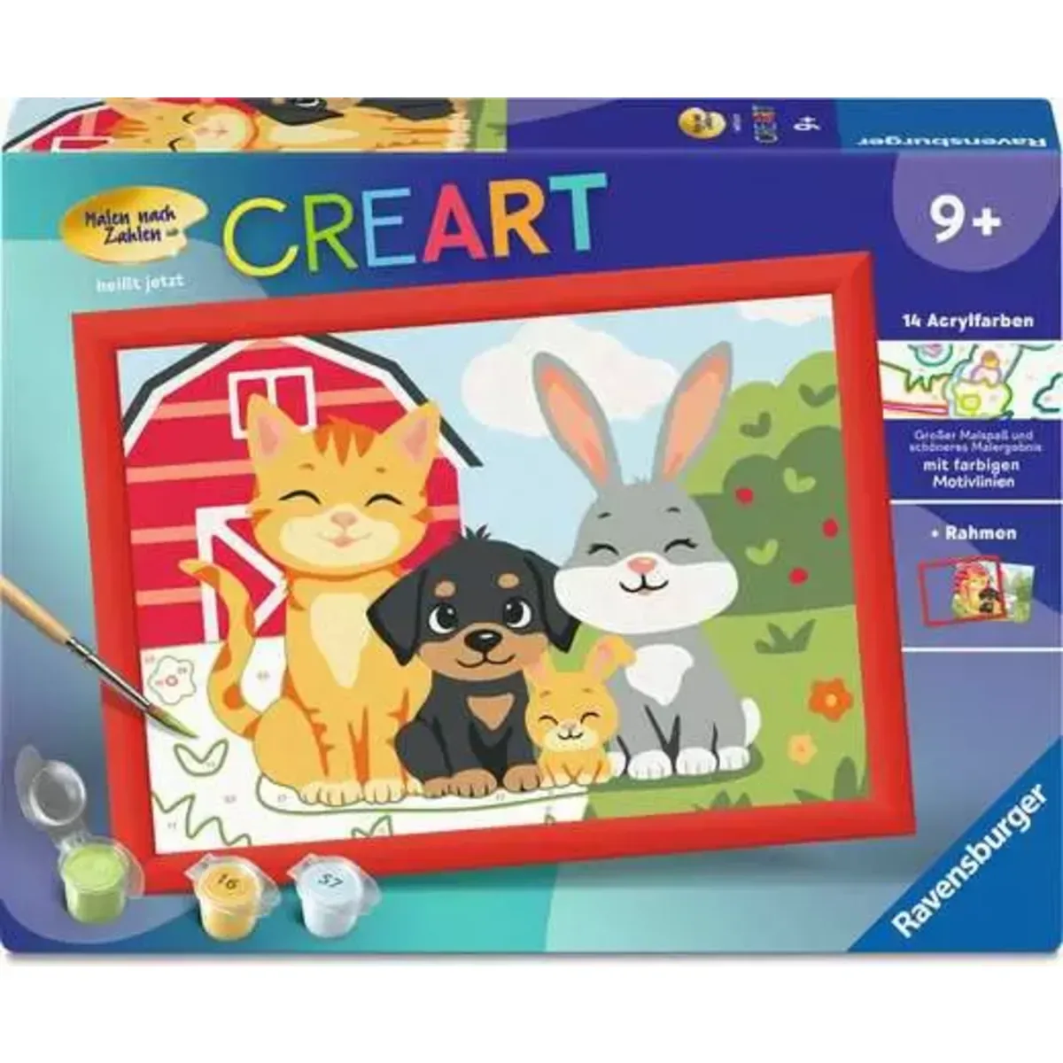 Ravensburger 12023182 CreArt, Malen nach Zahlen Kinder - Pfotenbande fra Ravensburger – produktbillede
