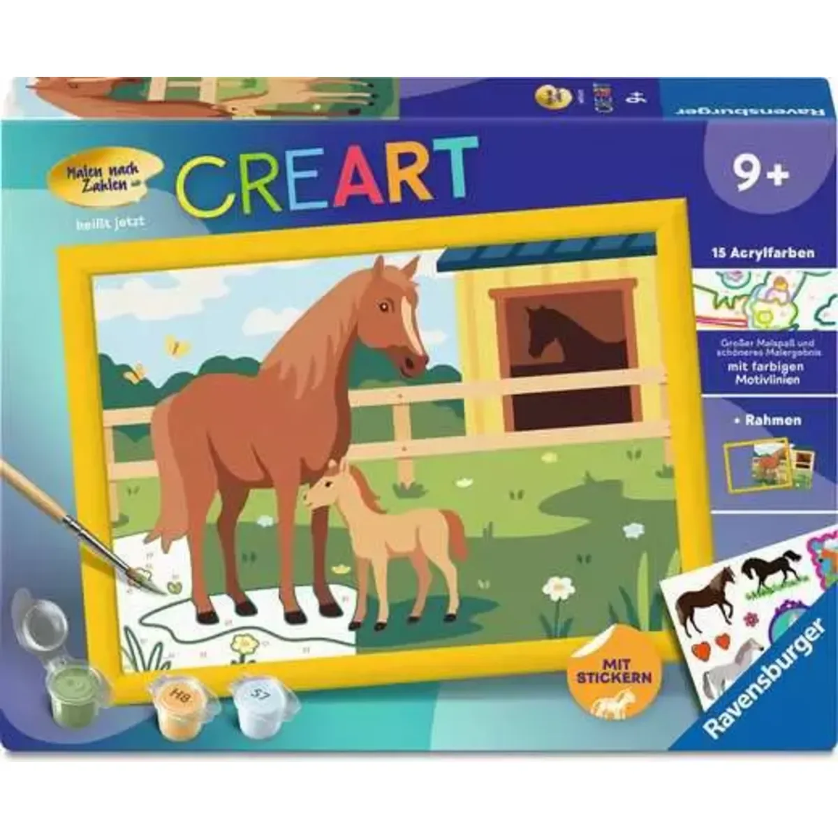 Ravensburger 12023187 CreArt, Malen nach Zahlen Kinder - Pferdemama und Fohlen von Ravensburger – Produktfoto