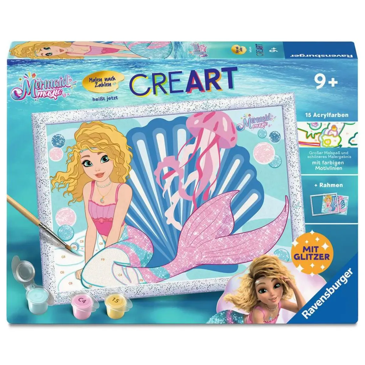 Ravensburger 12023190 CreArt, Malen nach Zahlen Kinder Mermaid Magic - Merlinda fra Ravensburger – produktbillede