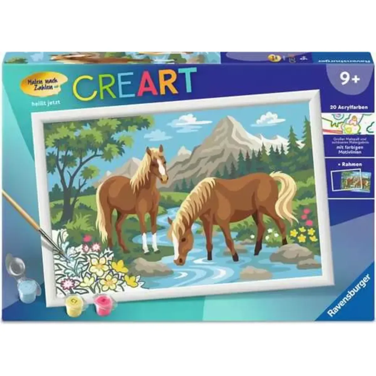Ravensburger 12023191 CreArt, Malen nach Zahlen Kinder - Pferde im Wasser fra Ravensburger – produktbillede
