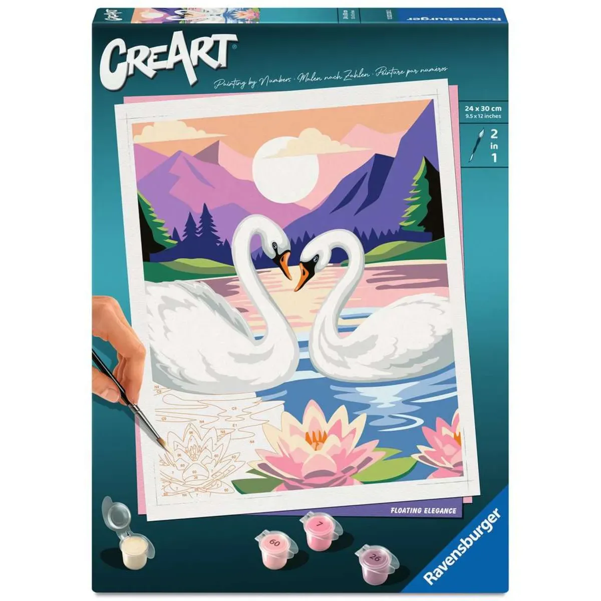 Ravensburger 12023203 CreArt, Malen nach Zahlen Adults Trend - Eleganz der Schwäne von Ravensburger – Produktfoto