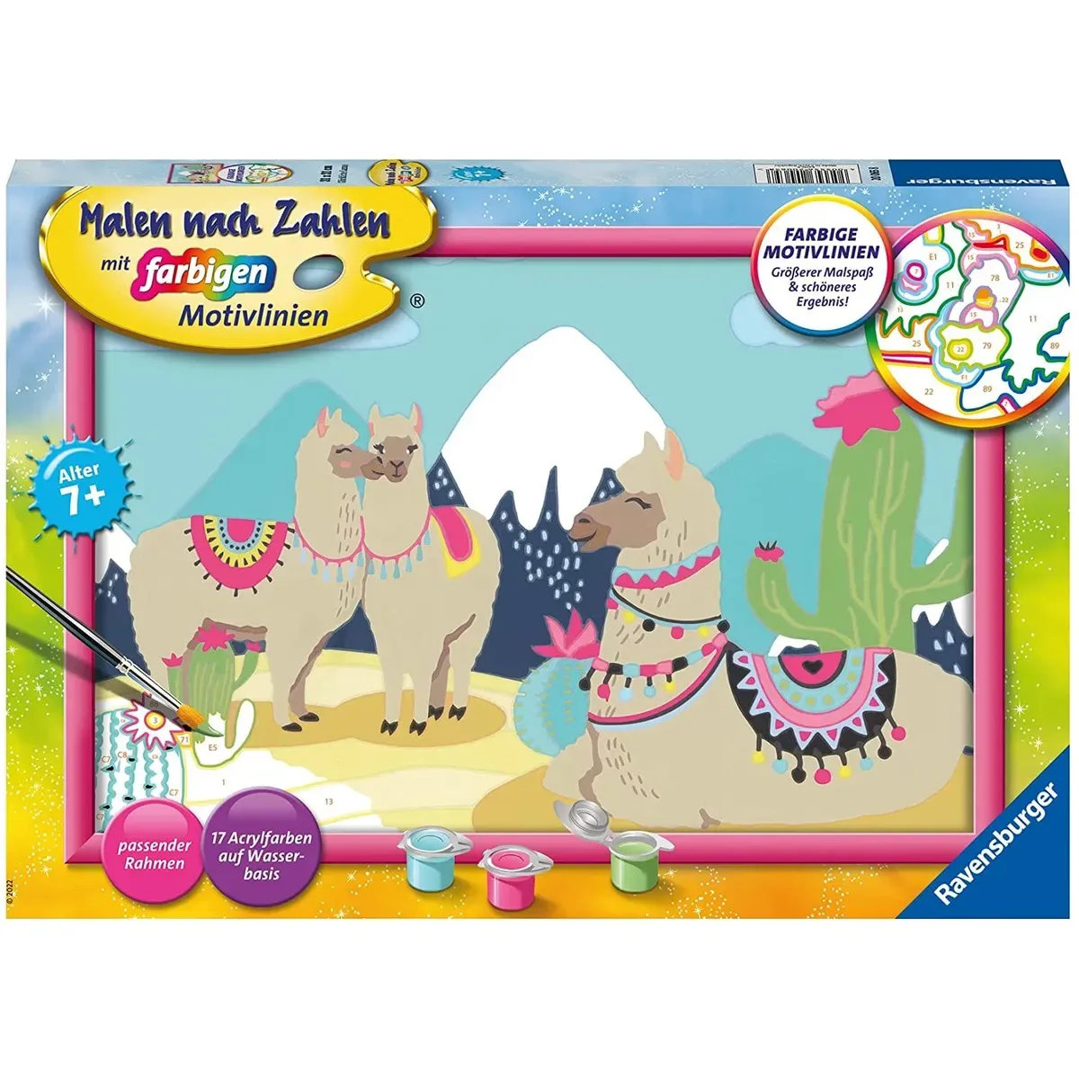 RAVENSBURGER 20065 Malen nach Zahlen Glückliche Lamas von Ravensburger – Produktfoto