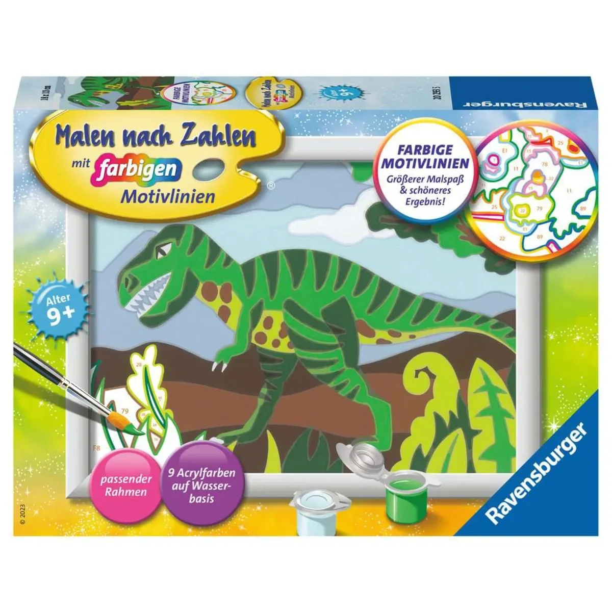 Ravensburger 20293 CreArt, Malen nach Zahlen Kinder - Hungriger Dinosaurier von Ravensburger – Produktfoto