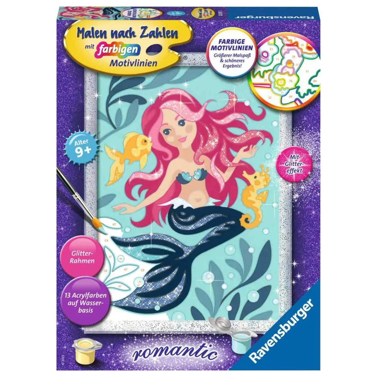 Ravensburger 20297 CreArt, Malen nach Zahlen Kinder - Hübsche Meerjungfrau fra Ravensburger – produktbillede