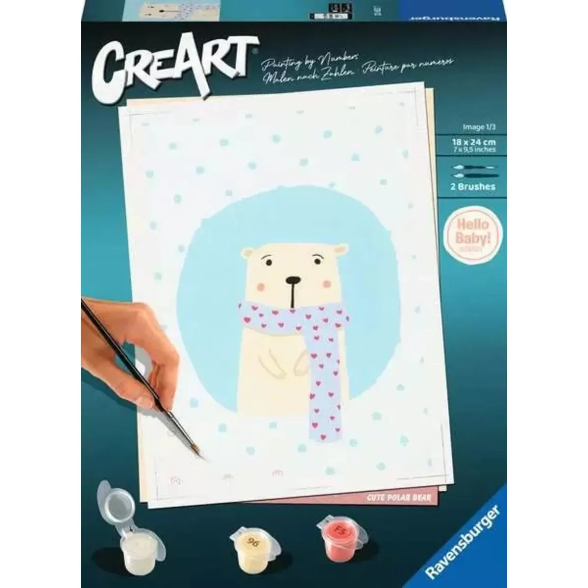 RAVENSBURGER 23652 Malen nach Zahlen Hello Baby: Cute Polar Bear von Ravensburger – Produktfoto