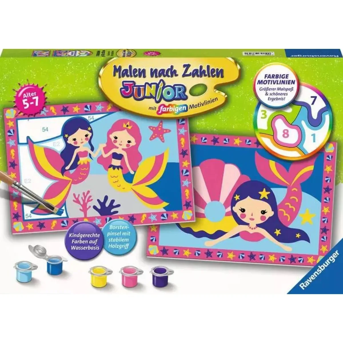 Ravensburger 23753 CreArt, Malen nach Zahlen Junior - Bezaubernde Meerjungfrauen von Ravensburger – Produktfoto