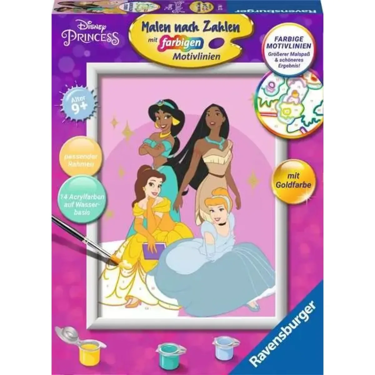 Ravensburger 23766 CreArt, Malen nach Zahlen Kinder - Disney Prinzessinnen von Ravensburger – Produktfoto