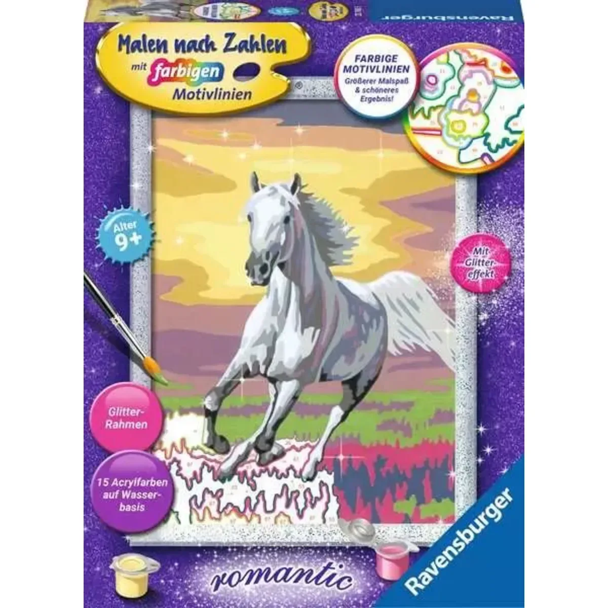 Ravensburger 23768 CreArt, Malen nach Zahlen Kinder - Galoppierender Schimmel von Ravensburger – Produktfoto