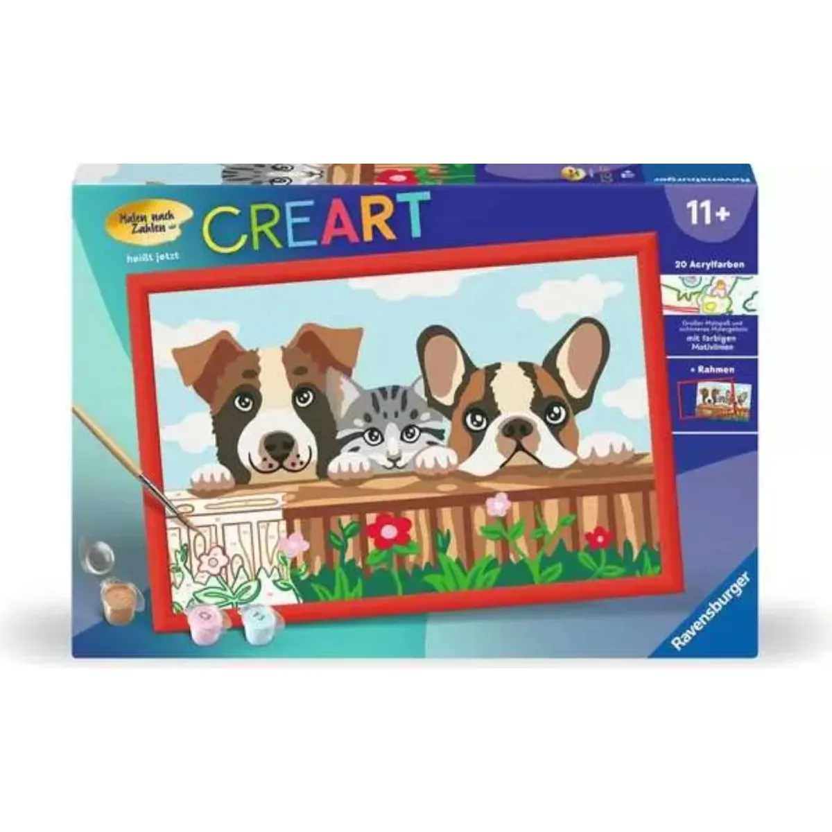 Ravensburger 23855 CreArt, Malen nach Zahlen Kinder - Hunde und Katze von Ravensburger in Mehrfarbig – Produktfoto