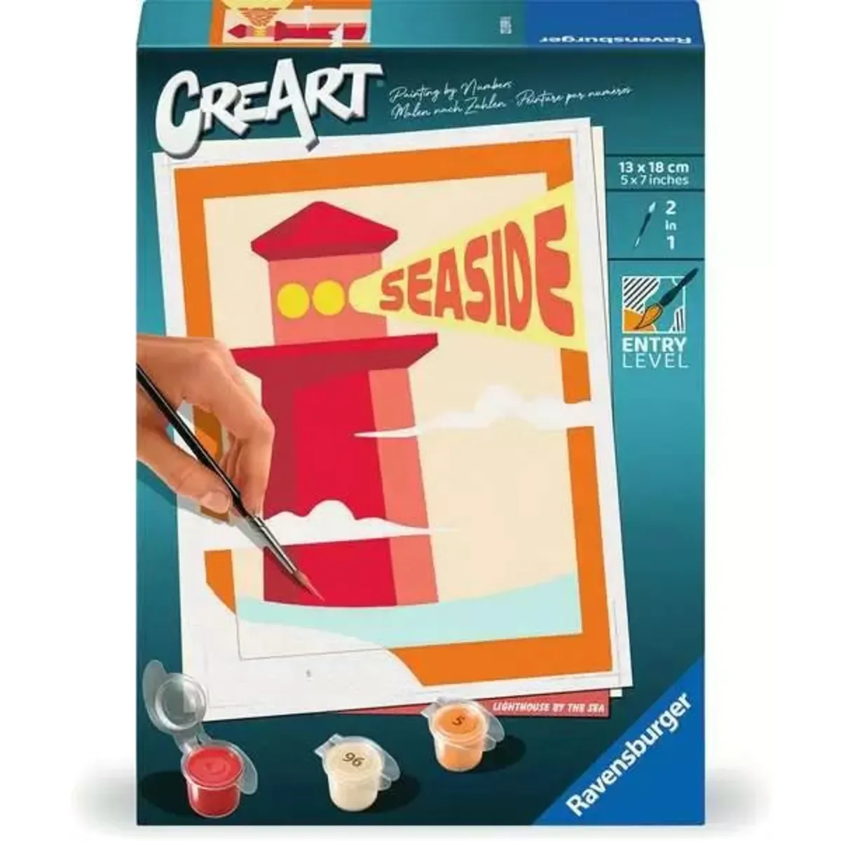 Ravensburger 23899 CreArt, Malen nach Zahlen Gallery Wall - Leuchtturm am Strand von Ravensburger – Produktfoto
