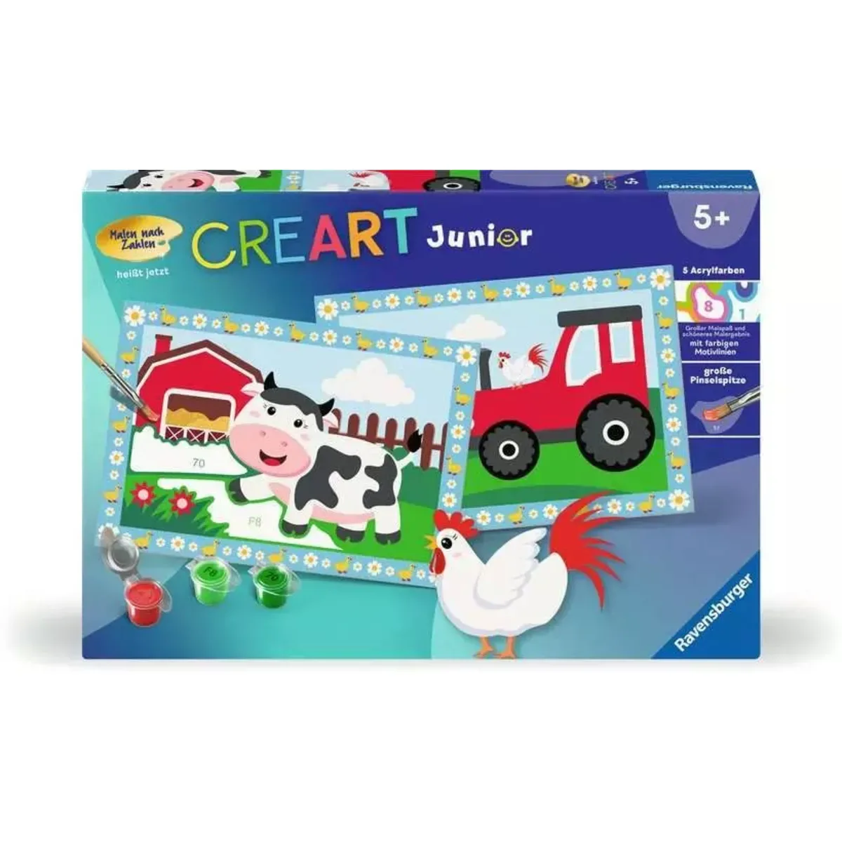 Ravensburger 23947 CreArt, Malen nach Zahlen Junior - Auf dem Bauernhof von Ravensburger – Produktfoto