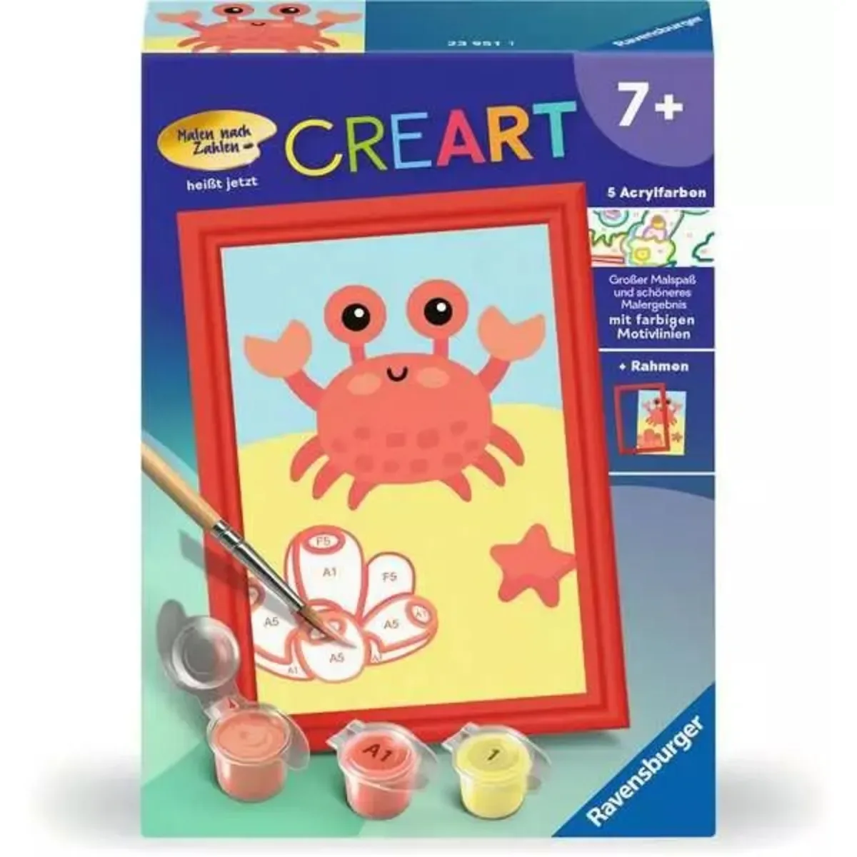 Ravensburger 23951 CreArt, Malen nach Zahlen Kinder - Fröhliche Krabbe von Ravensburger – Produktfoto