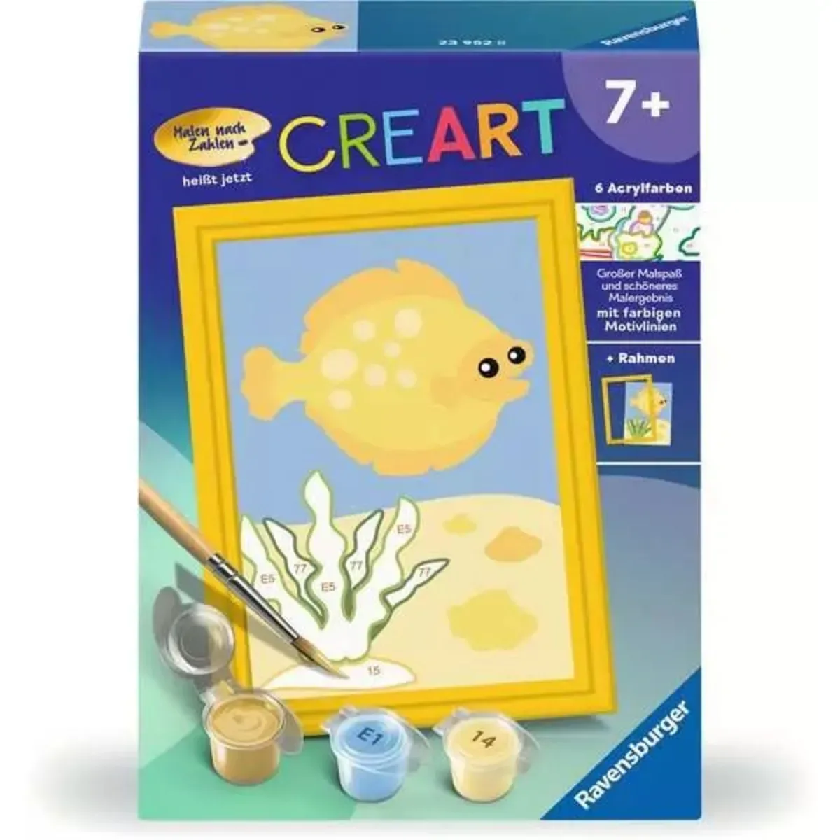 Ravensburger 23952 CreArt, Malen nach Zahlen Kinder - Fröhlicher Fisch von Ravensburger in Gelb – Produktfoto