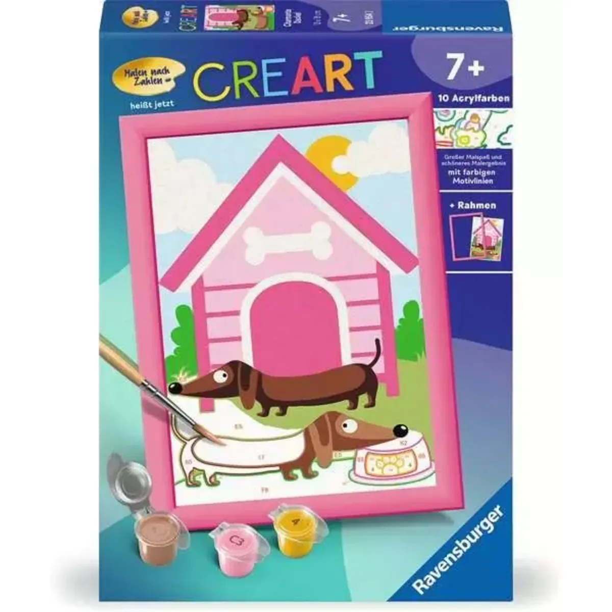 Ravensburger 23954 CreArt, Malen nach Zahlen Kinder - Charmante Dackel von Ravensburger – Produktfoto