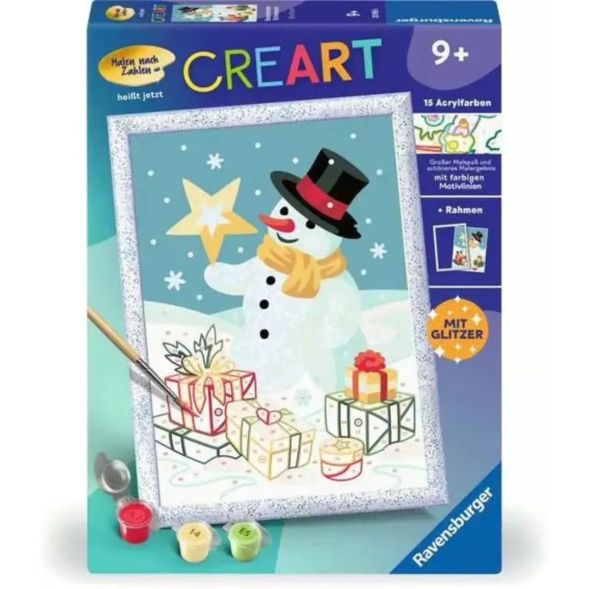 Ravensburger 23956 CreArt, Malen nach Zahlen Kinder - Bezaubernder Schneemann von Ravensburger – Produktfoto