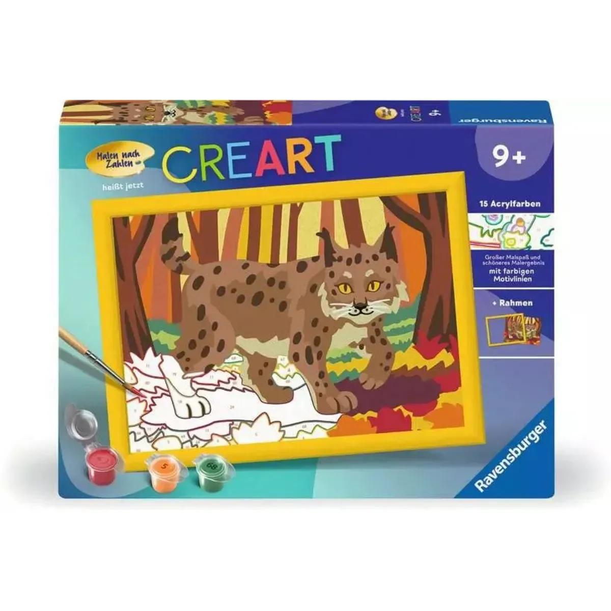 Ravensburger 23958 CreArt, Malen nach Zahlen Kinder - Luchs im Herbstwald von Ravensburger – Produktfoto