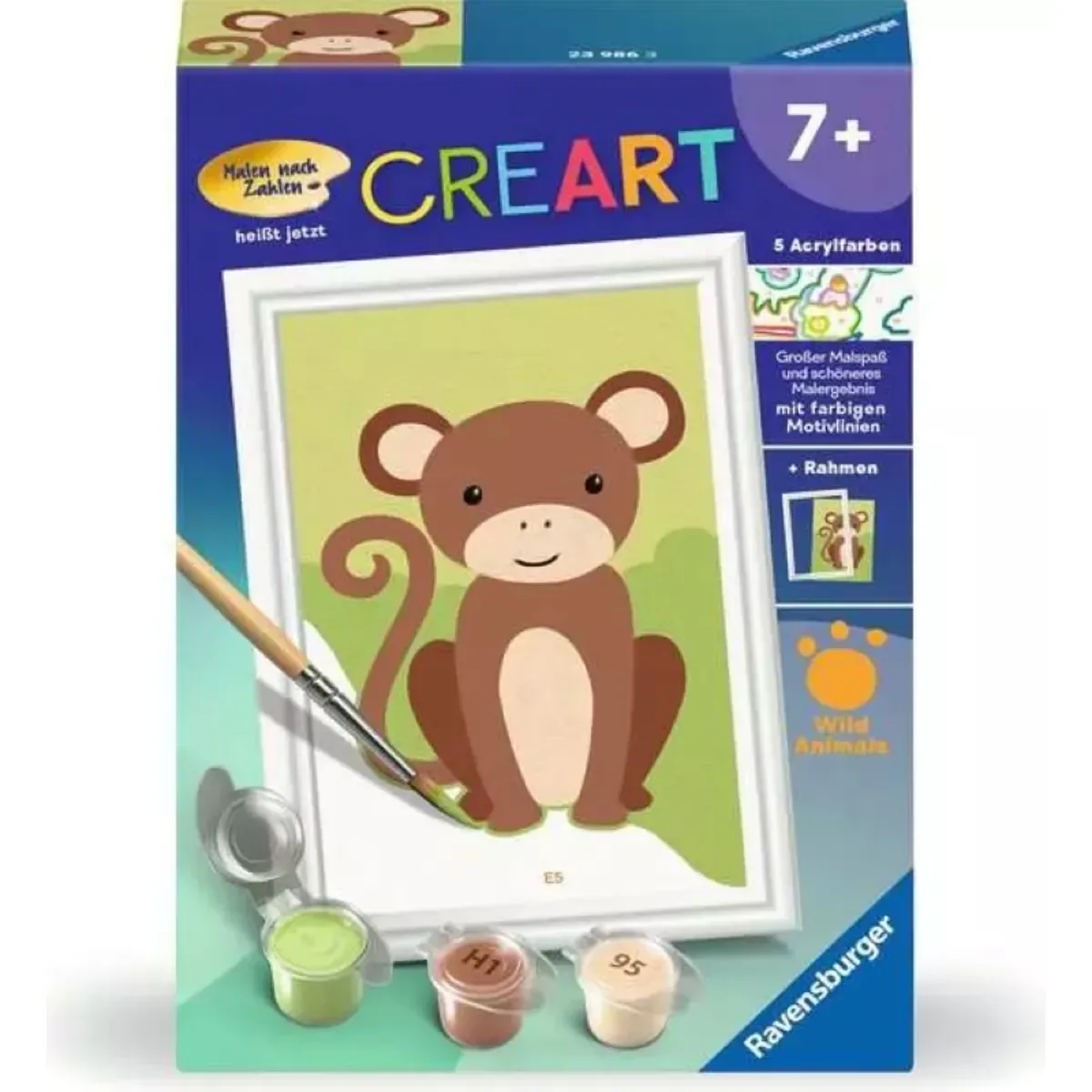 Ravensburger 23986 CreArt, Malen nach Zahlen Kinder - Kleiner Affe von Ravensburger – Produktfoto