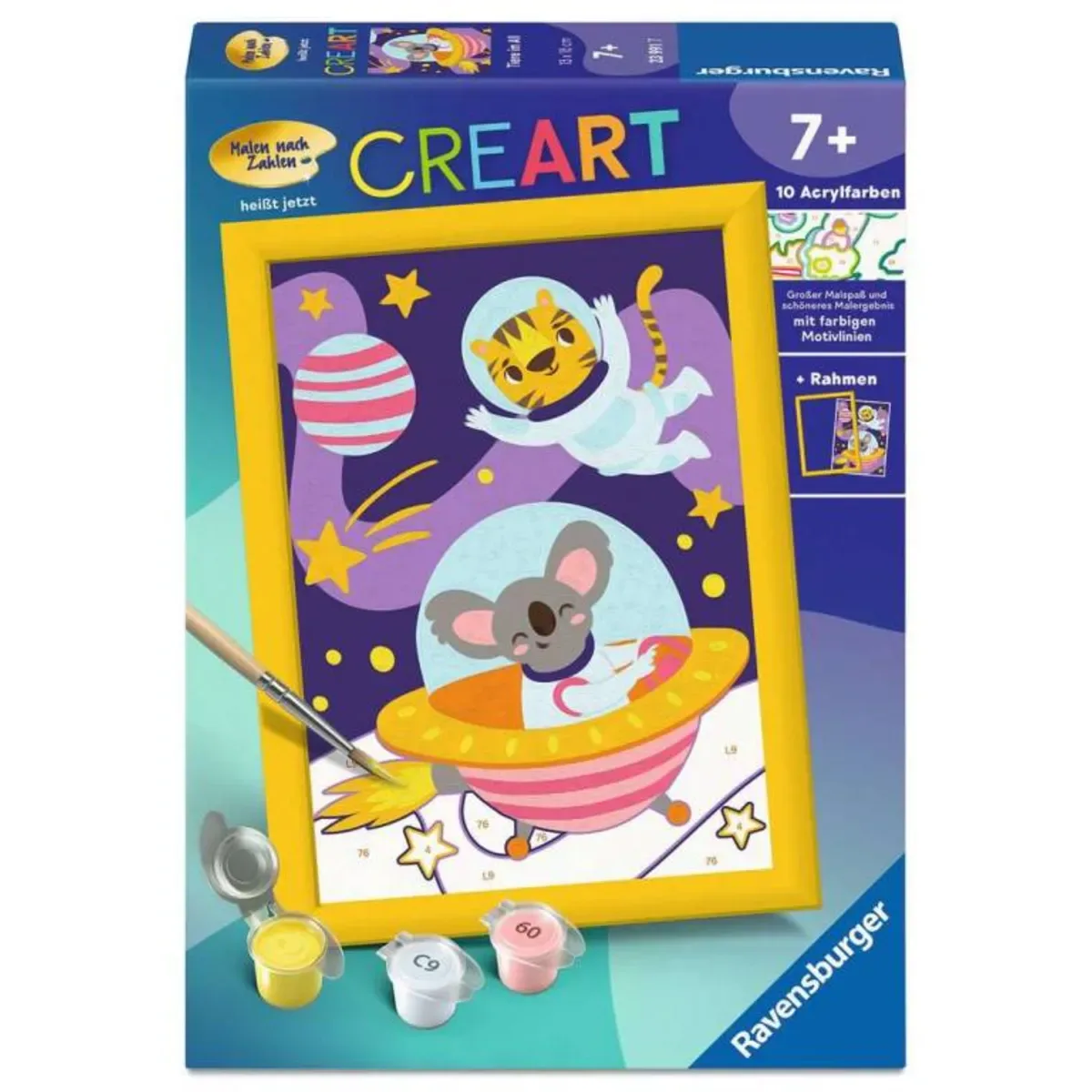 Ravensburger 23991 CreArt, Malen nach Zahlen Kinder - Tiere im All von Ravensburger in Mehrfarbig – Produktfoto