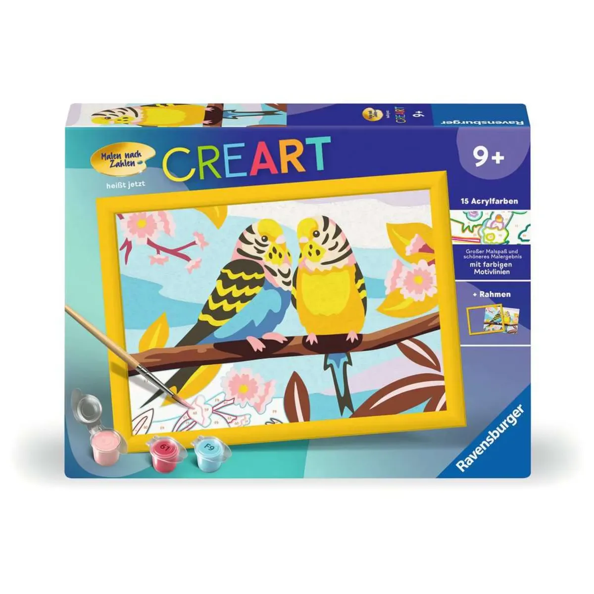 Ravensburger 23994 CreArt, Malen nach Zahlen Kinder - Bunte Wellensittiche von Ravensburger in Mehrfarbig – Produktfoto