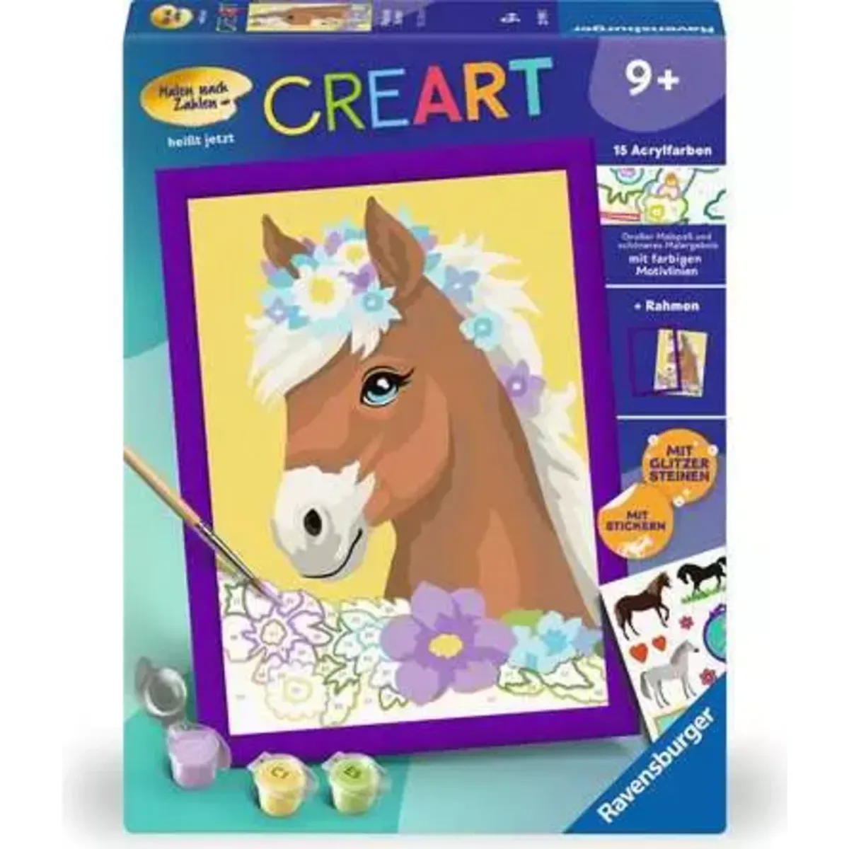 Ravensburger 23999 CreArt, Malen nach Zahlen Kinder - Pferd mit Blumen von Ravensburger in Mehrfarbig – Produktfoto