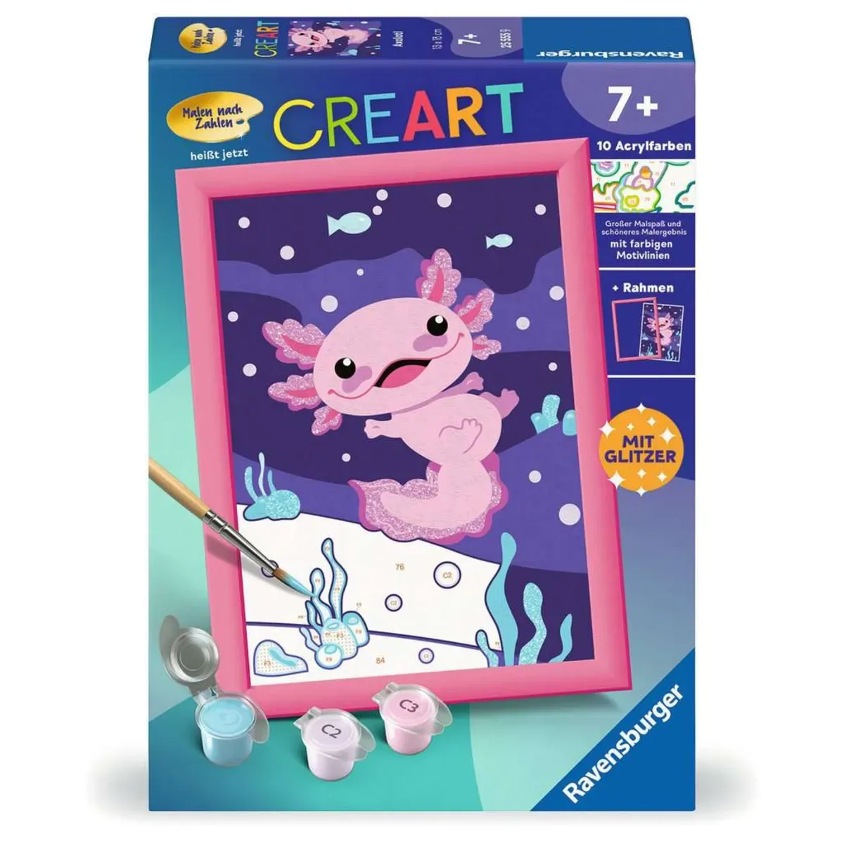 Ravensburger 25555 CreArt, Malen nach Zahlen Kinder - Axolotl von Ravensburger in Mehrfarbig – Produktfoto