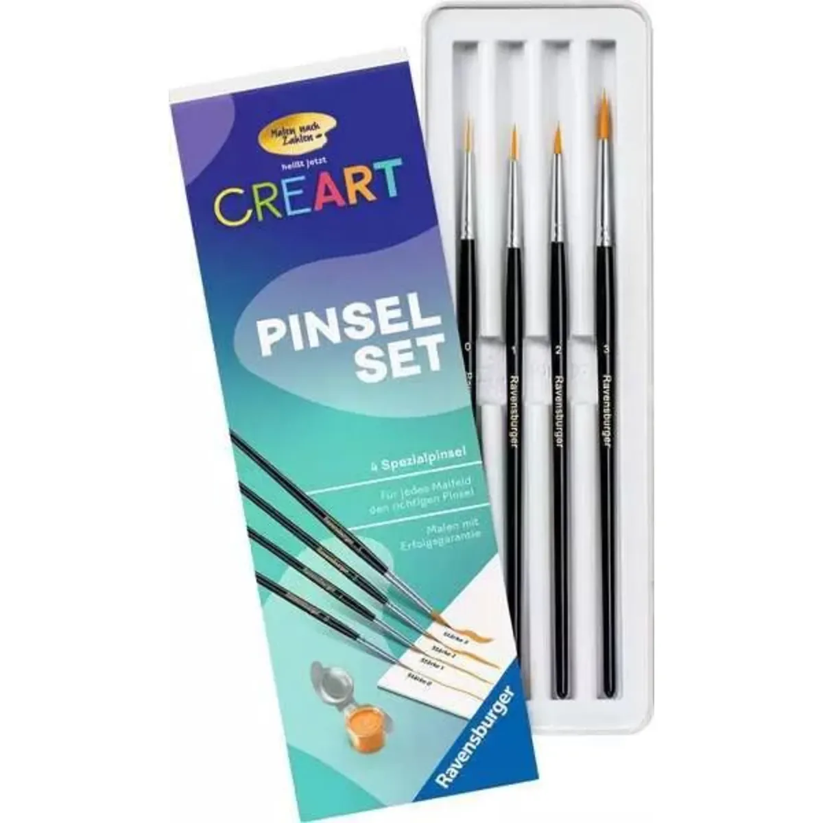 Ravensburger 25559 CreArt, Malen nach Zahlen Zubehör - Pinselset in Blechdose von Ravensburger – Produktfoto
