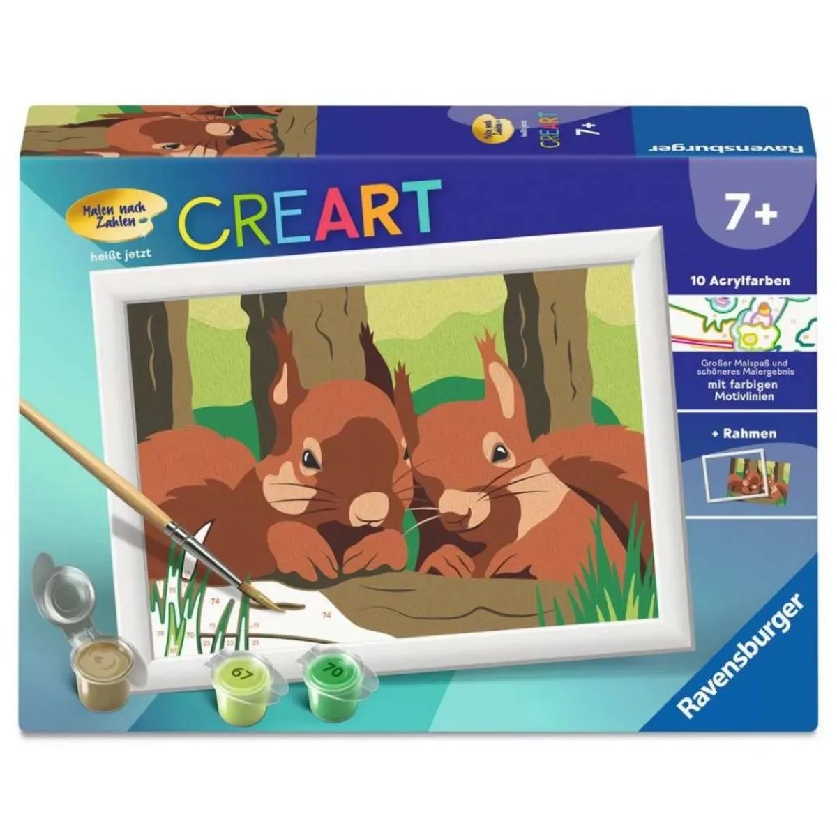 Ravensburger 25882 CreArt, Malen nach Zahlen Kinder - Kuschelnde Eichhörnchen von Ravensburger in Mehrfarbig – Produktfoto