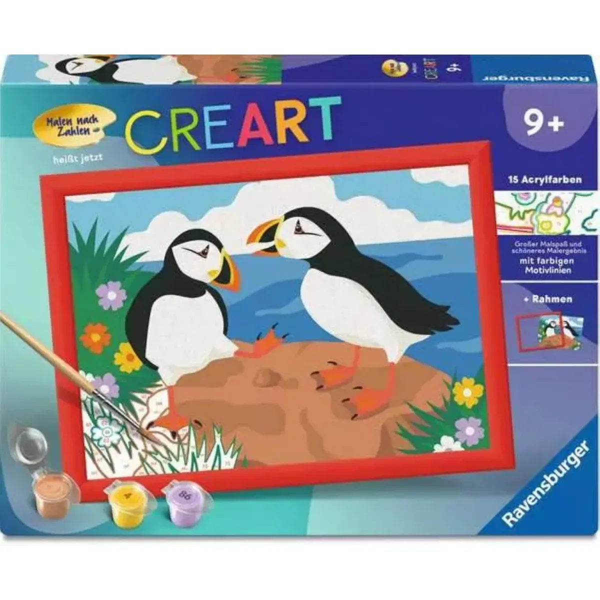 Ravensburger 25887 CreArt, Malen nach Zahlen Kinder - Papageientaucher von Ravensburger in Mehrfarbig – Produktfoto