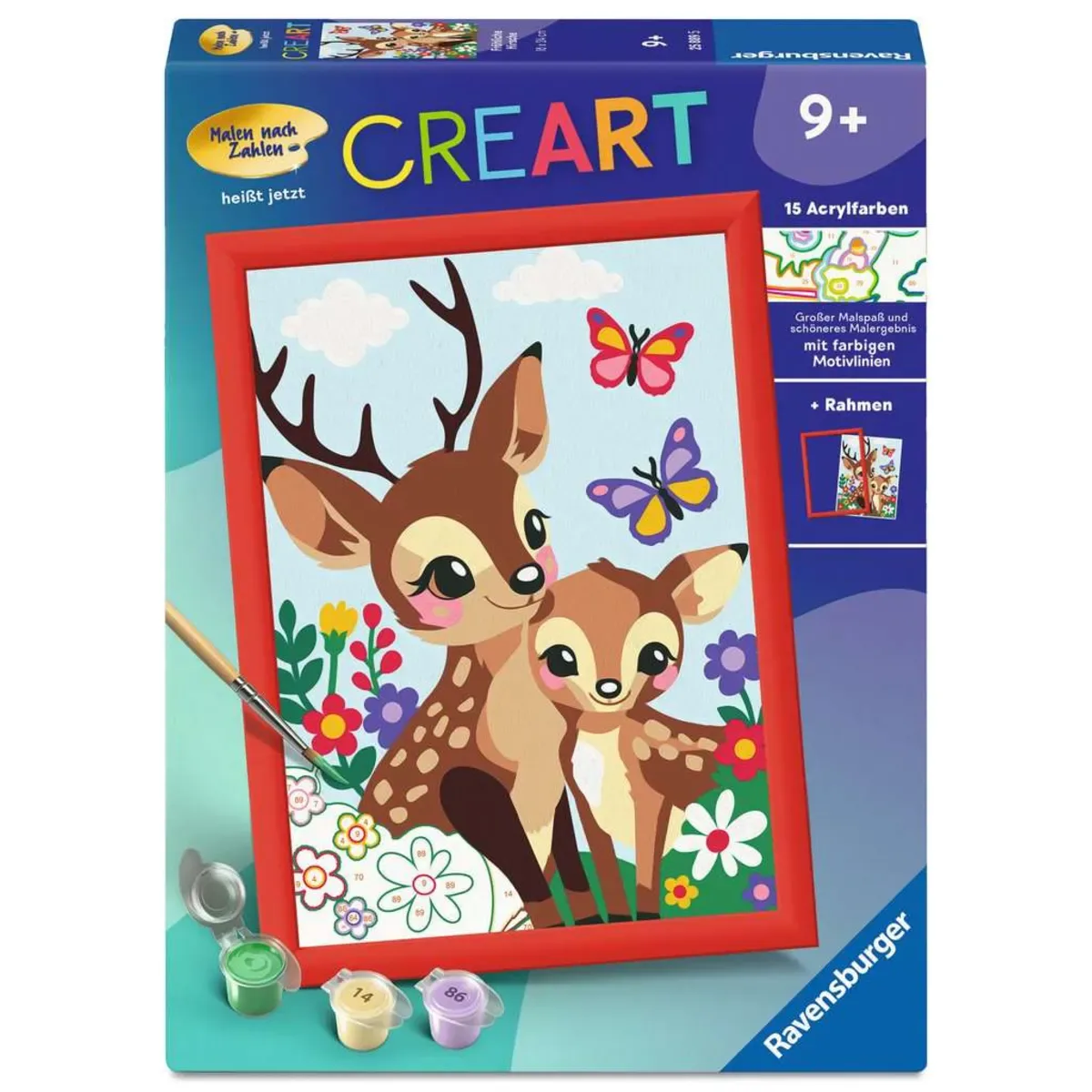 Ravensburger 25889 CreArt, Malen nach Zahlen Kinder - Fröhliche Hirsche von Ravensburger in Mehrfarbig – Produktfoto
