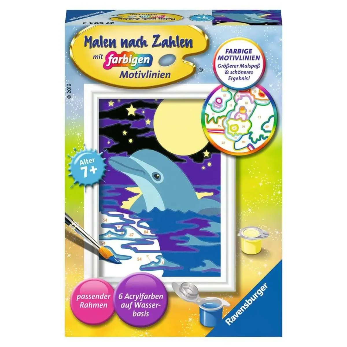 Ravensburger 27694 CreArt, Malen nach Zahlen Kinder - Kleiner Delfin von Ravensburger – Produktfoto