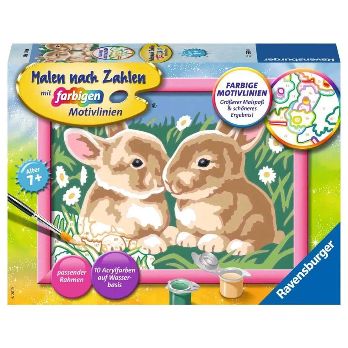 Ravensburger 27695 CreArt, Malen nach Zahlen Kinder - Niedliche Häschen von Ravensburger – Produktfoto