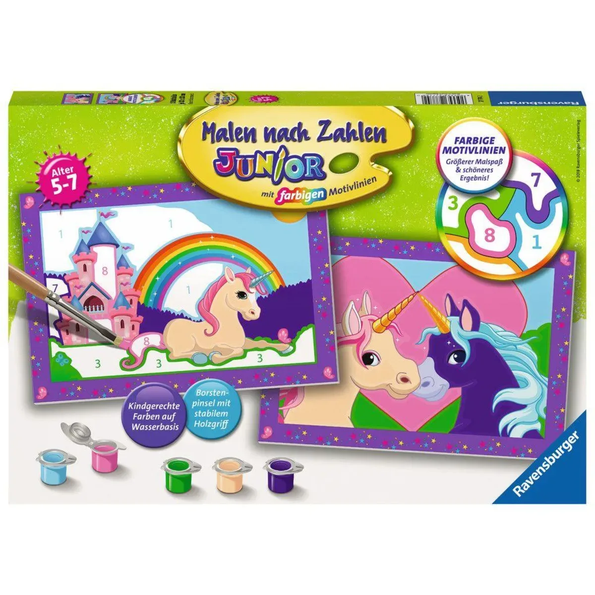 Ravensburger 27774 CreArt, Malen nach Zahlen Junior - Bunte Einhornwelt von Ravensburger – Produktfoto