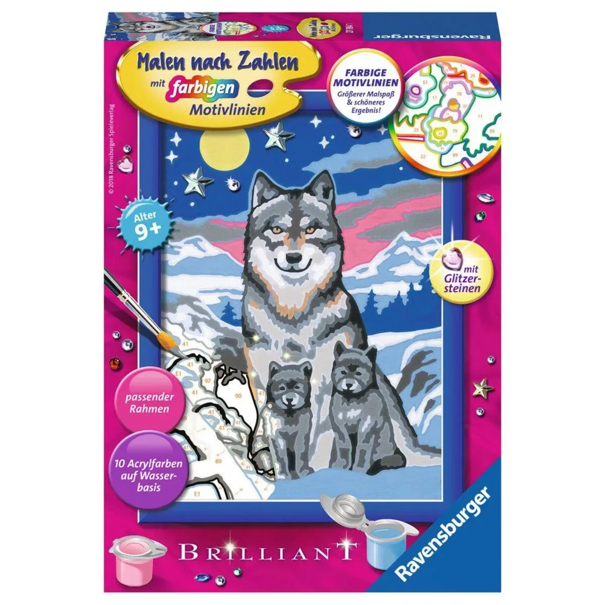 Ravensburger 27784 CreArt, Malen nach Zahlen Kinder - Süße Wolfsfamilie von Ravensburger – Produktfoto