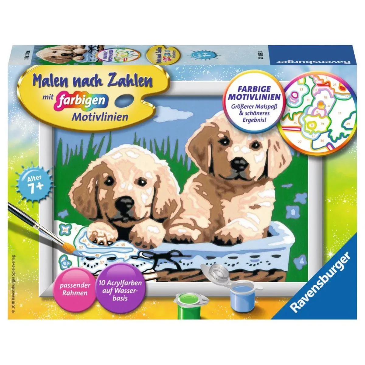 Ravensburger 27839 CreArt, Malen nach Zahlen Kinder - Süße Hundewelpen von Ravensburger – Produktfoto