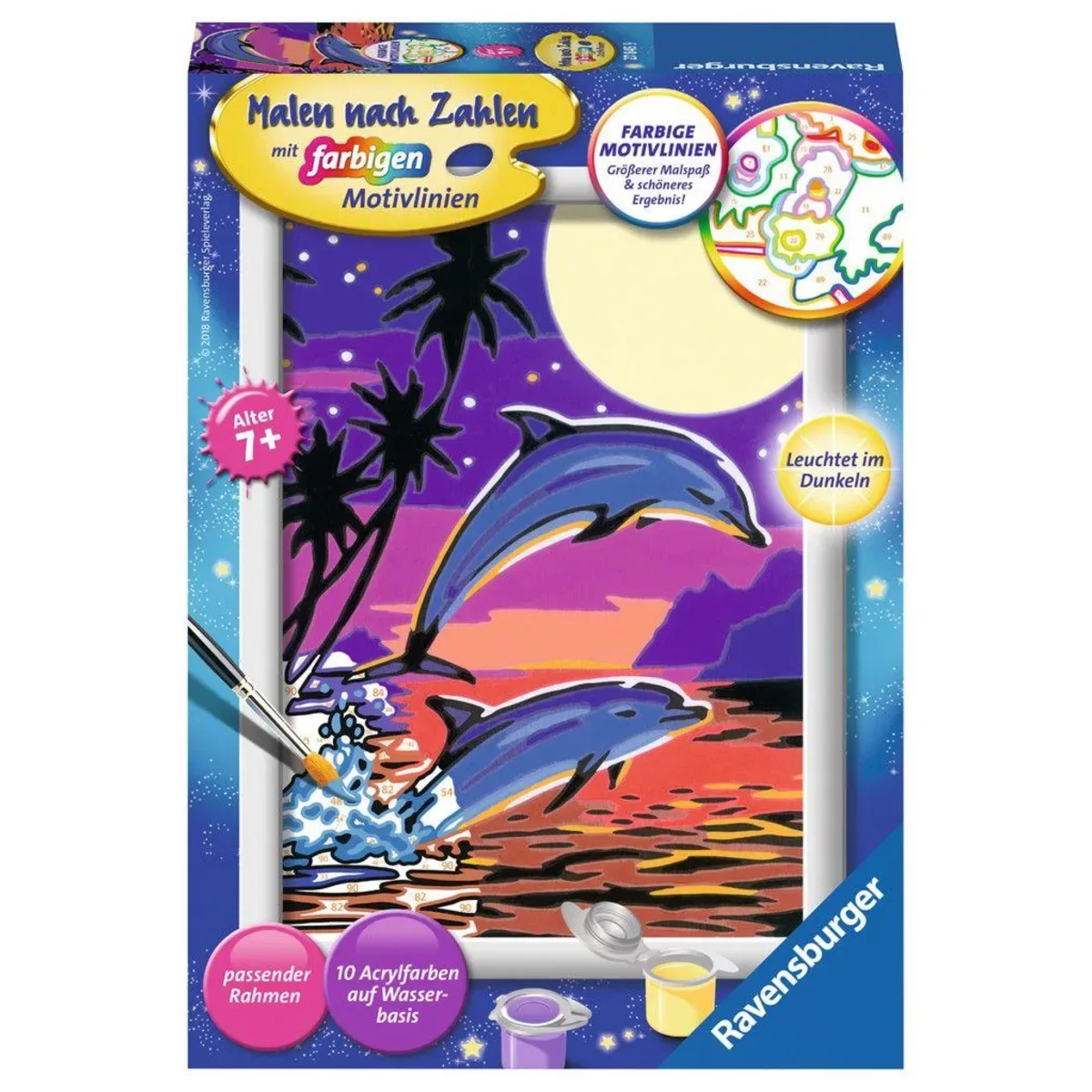 Ravensburger 27845 CreArt, Malen nach Zahlen Kinder - Delfine von Ravensburger – Produktfoto