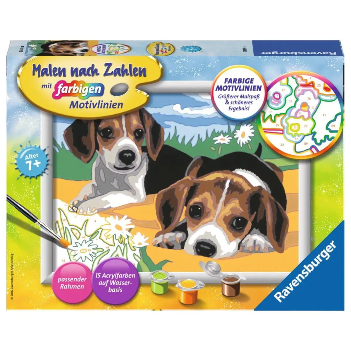 Ravensburger 28329 CreArt, Malen nach Zahlen Kinder - Jack Russell Welpen van Ravensburger – productfoto