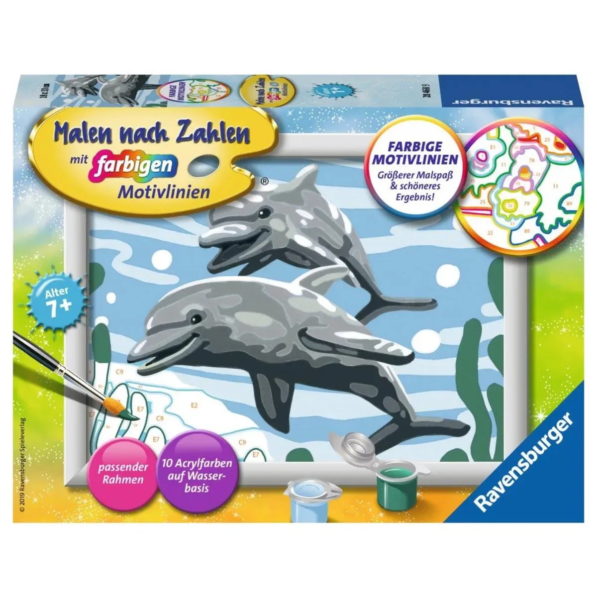 Ravensburger 28468 CreArt, Malen nach Zahlen Kinder - Freundliche Delfine von Ravensburger – Produktfoto