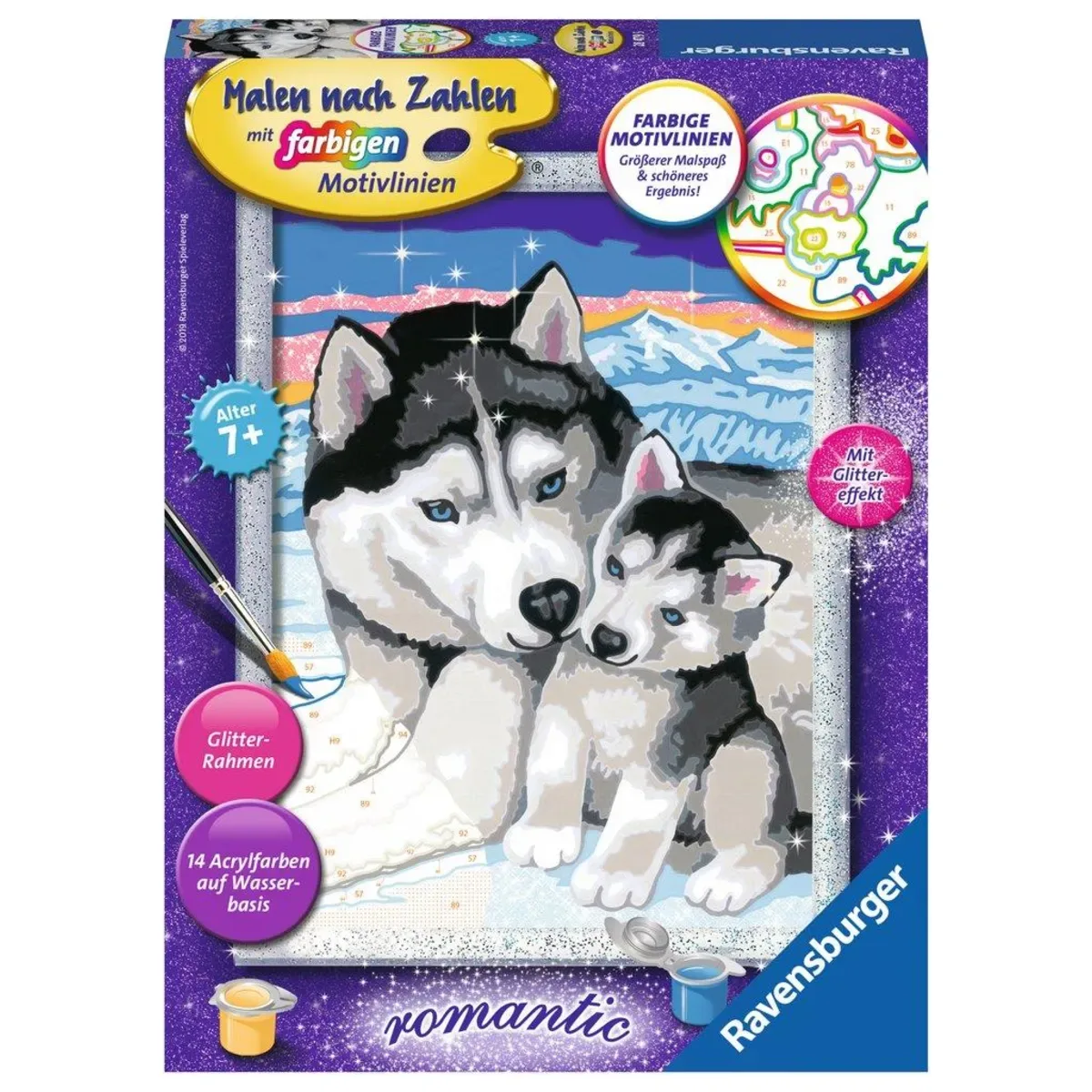 Ravensburger 28479 CreArt, Malen nach Zahlen Kinder - Husky Kuss von Ravensburger – Produktfoto