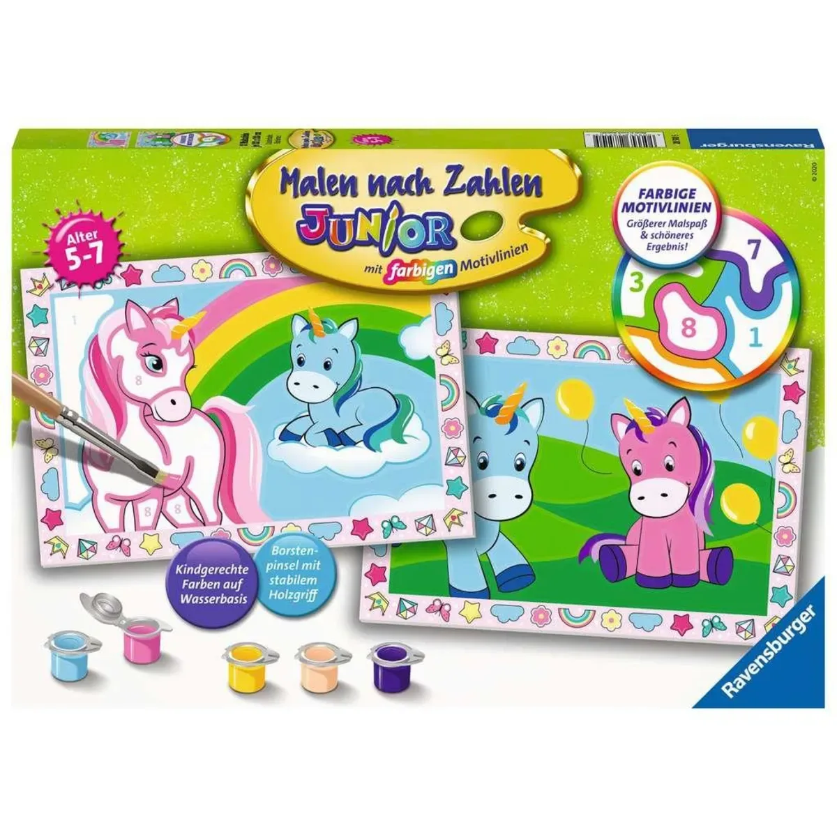 Ravensburger 28510 CreArt, Malen nach Zahlen Junior - Zauberhafte Einhörner von Ravensburger – Produktfoto